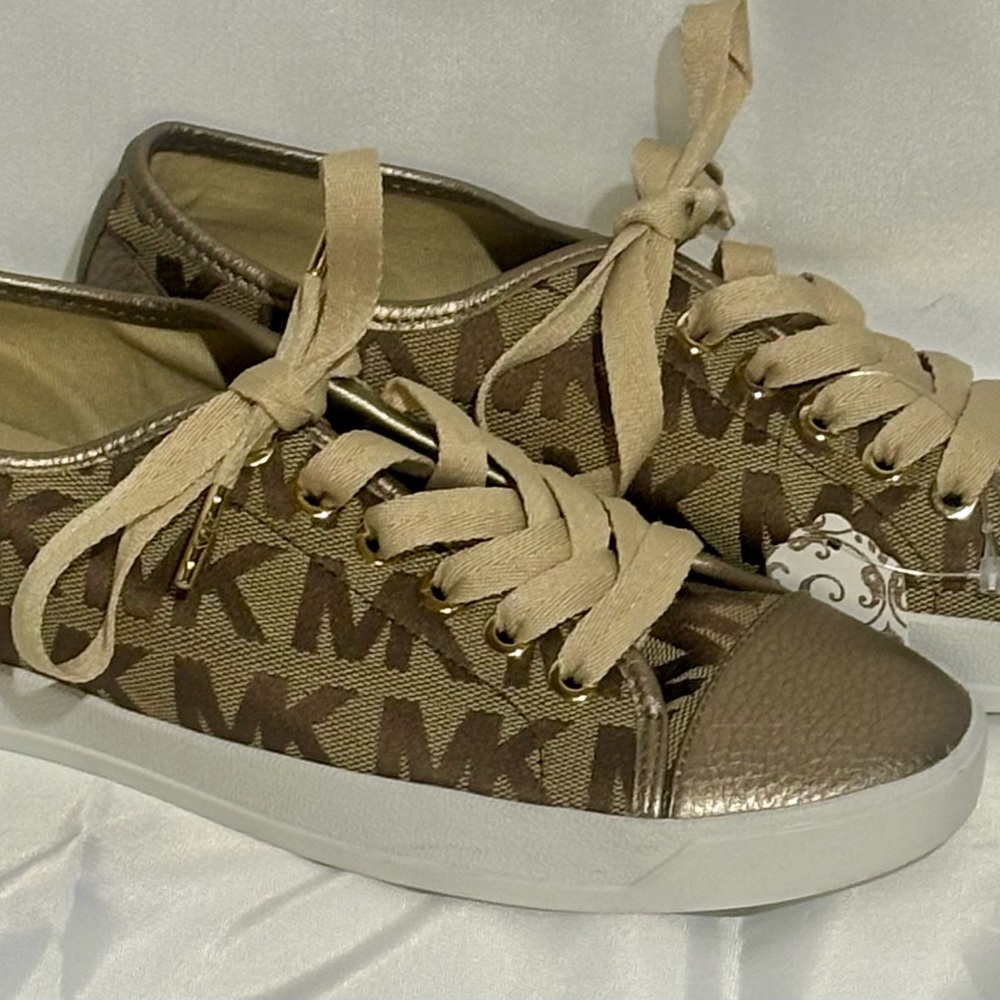 Michael Kors Monogram Sneakers - Brown and Gold